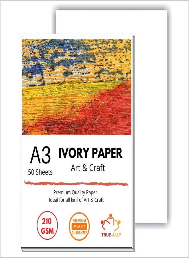 True-Ally ورق رسم وتخطيط True-Ally، 50 ورقة A3، لون عاجي، 210 جرام/متر مربع | المقاس: 16.5 بوصة × 11.5 بوصة × 0.1 بوصة (A3-50 ورقة) - Image 1